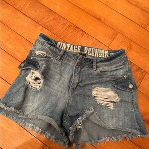Distressed Blue Denim Shorts